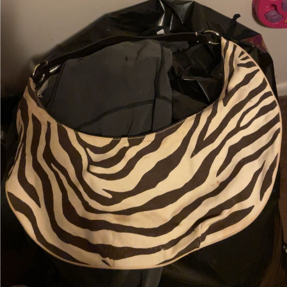 Banana Republic Black and Cream Zebra Hobo Bag